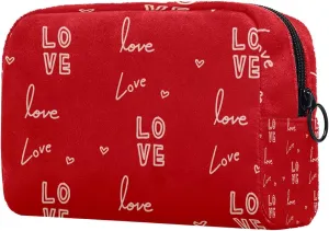 Love Letter Red Small Makeup Bags for Women Teen Girls, Makeup Storage Bag with Zipper Accessories Organizer Bag for Travelling