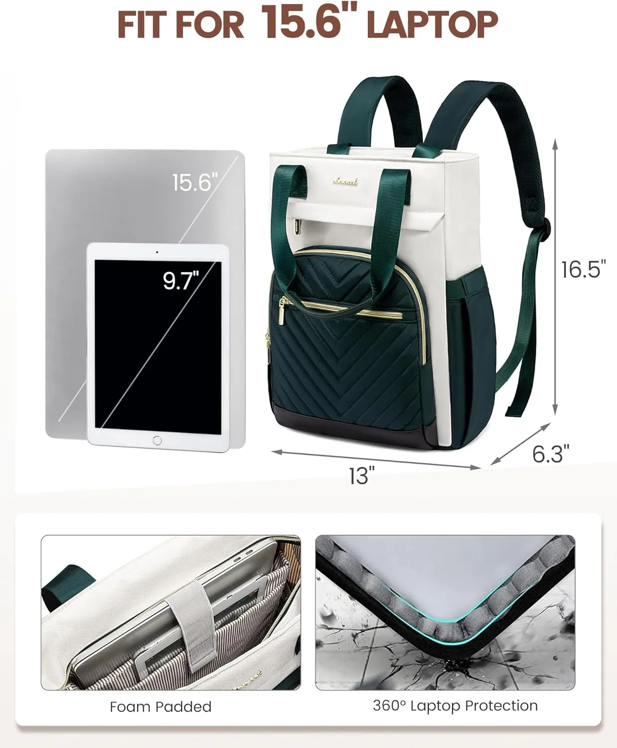 LOVEVOOK Laptop Backpack for Women, 15.6 Inch Work Laptop Bag Teacher Nurse Backpack, Wide Open Travel Backpack Purse Convertible Business Computer Tote Daypack