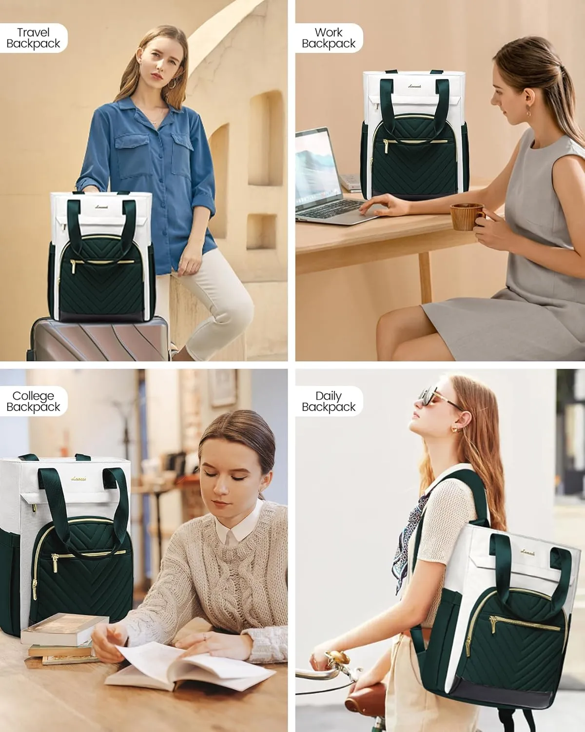 LOVEVOOK Laptop Backpack for Women, 15.6 Inch Work Laptop Bag Teacher Nurse Backpack, Wide Open Travel Backpack Purse Convertible Business Computer Tote Daypack