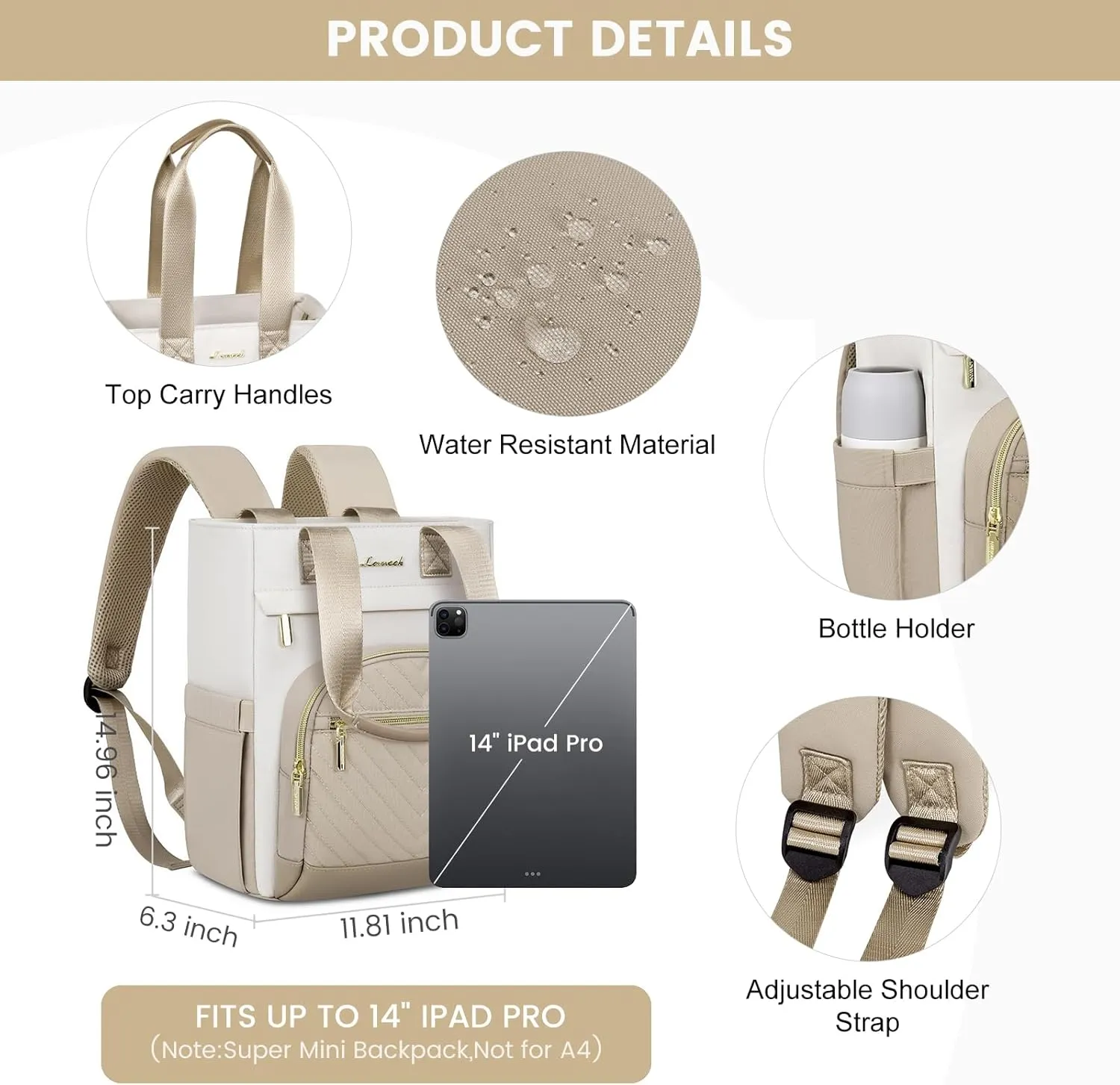 LOVEVOOK Mini Convertible Backpack Purse for Women, Waterproof Small Backpack for Daily Work Travel