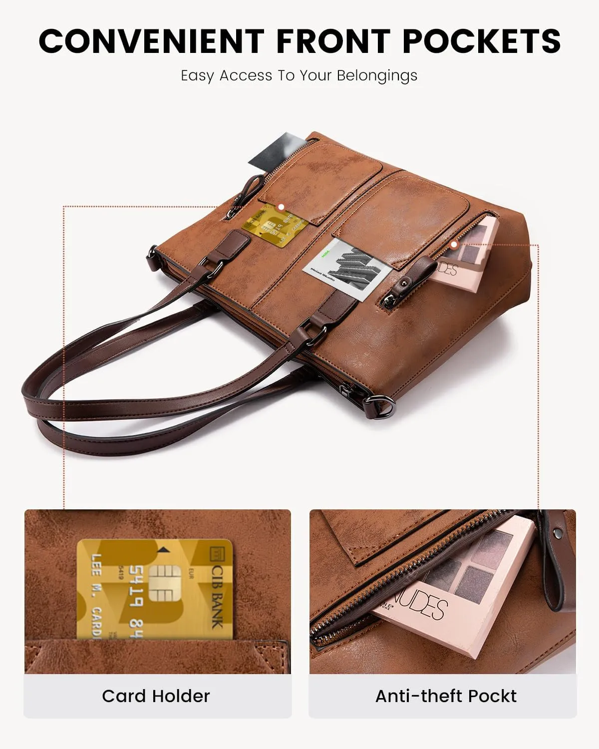 LOVEVOOK Purses Tote Bag for Women, Handbags Large Shoulder Bag, Leather Work Bags with Multi-Pockets, Designer Hobo Satchel