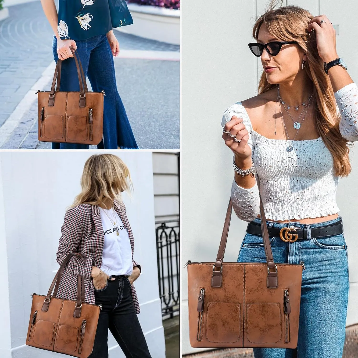 LOVEVOOK Purses Tote Bag for Women, Handbags Large Shoulder Bag, Leather Work Bags with Multi-Pockets, Designer Hobo Satchel