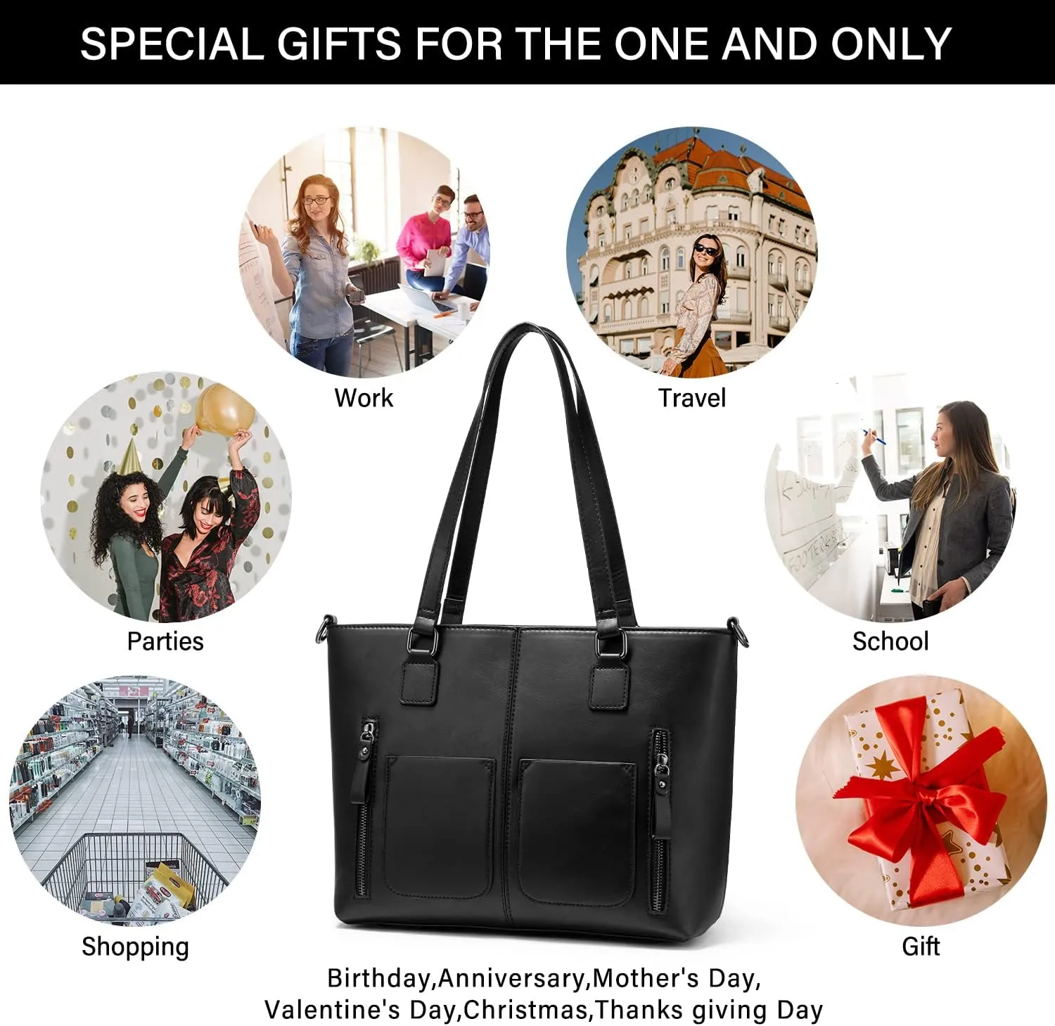 LOVEVOOK Purses Tote Bag for Women, Handbags Large Shoulder Bag, Leather Work Bags with Multi-Pockets, Designer Hobo Satchel