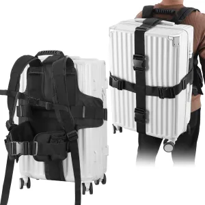 Luggage Backpack Conversion System Luggage Connector Straps – Cross Shaped External Frame Backpack with Handle, Quick-Release Lock, Backrest –Backpack Luggage Strap for Suitcase, Trolley, Handbag