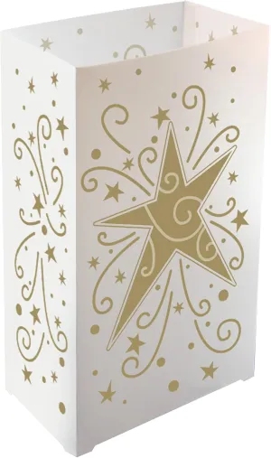LumaBase Plastic Luminaria Lanterns, Star - Set of 10