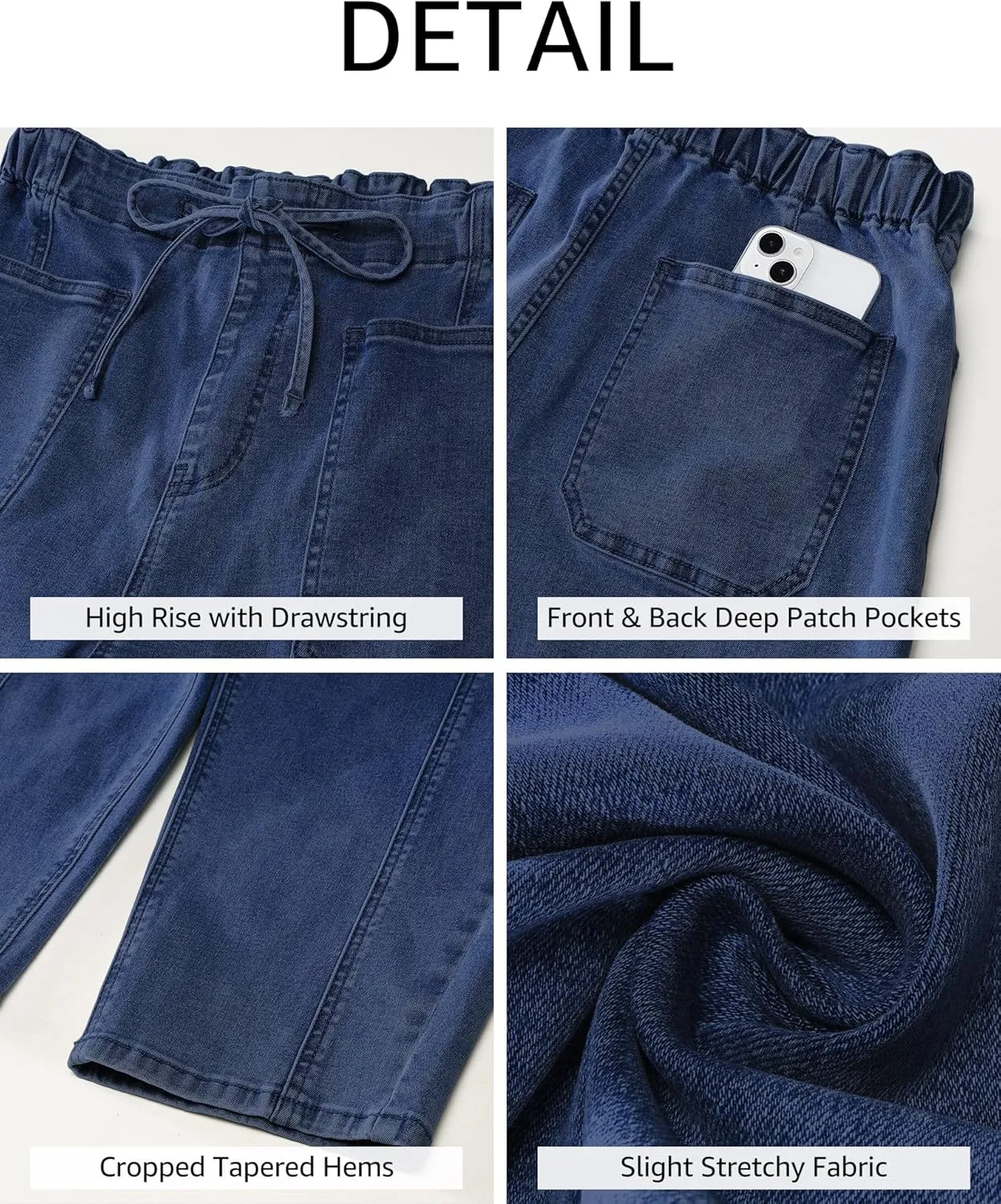 luvamia Barrel Jeans Women Trendy High Waisted Pull On Drawstring Elastic Waist Stretchy Denim Pants with Utility Pocket