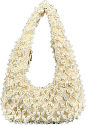 Luxury Pearl Purses Shoulder Bag for Women Pearl Bag Handmade Bags Women's Crossbody Beaded Clutch Evening Bag Wedding Party Bridal Party Gifts 15