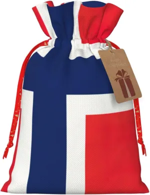 LXqlSS Norwegian flag print Burlap Bag,Christmas Gift Bag with Drawstrings and Gift Tag Wedding Christmas Party Favors