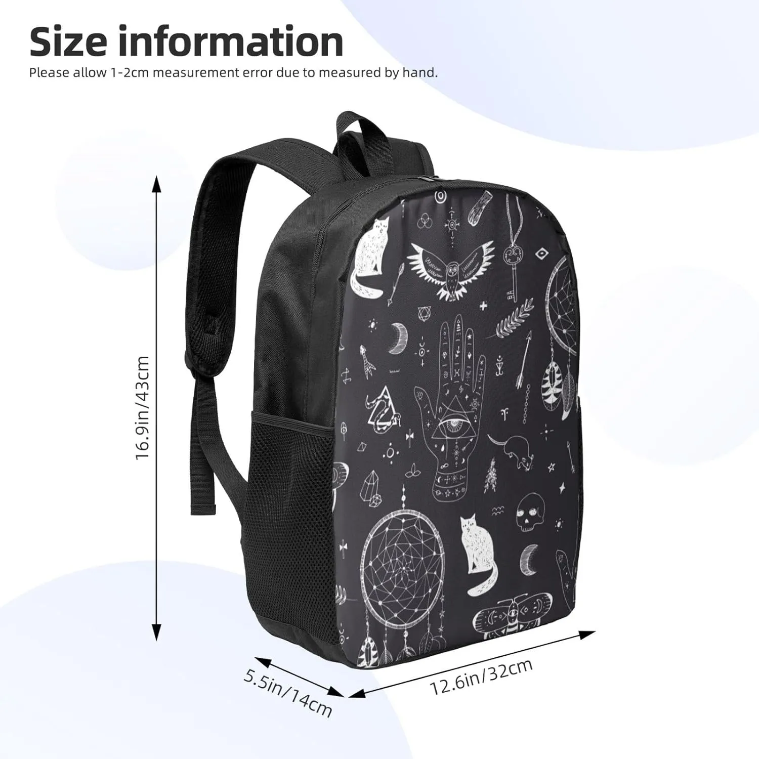 Magic Witch Black Cats Backpack, 17 Inch Travel Business Laptop Backpack For Women Men