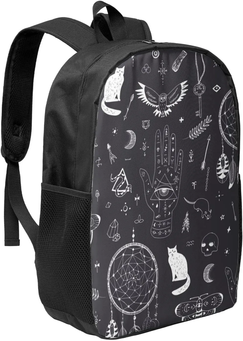 Magic Witch Black Cats Backpack, 17 Inch Travel Business Laptop Backpack For Women Men