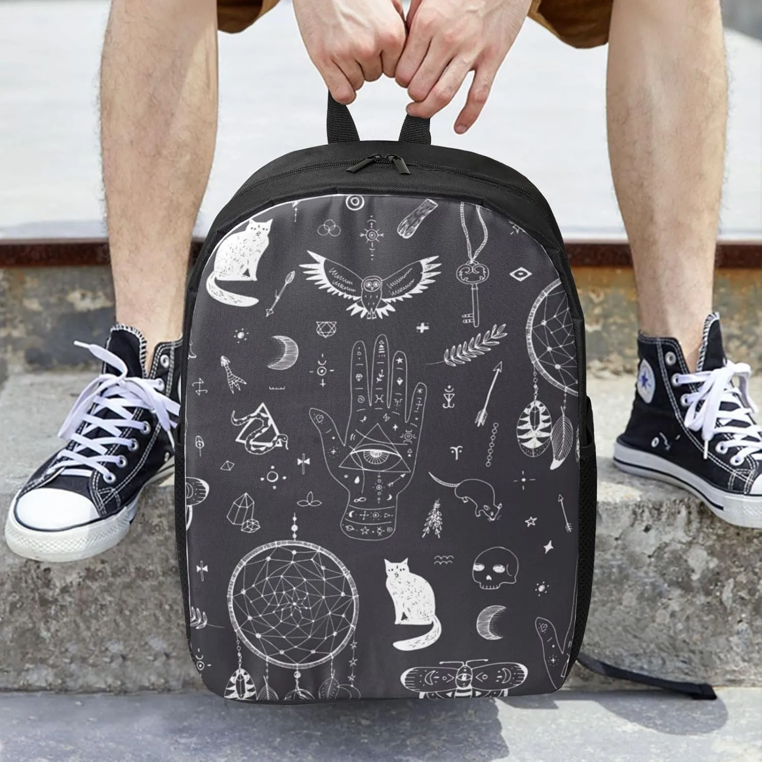 Magic Witch Black Cats Backpack, 17 Inch Travel Business Laptop Backpack For Women Men