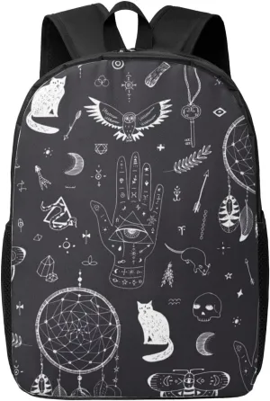 Magic Witch Black Cats Backpack, 17 Inch Travel Business Laptop Backpack For Women Men