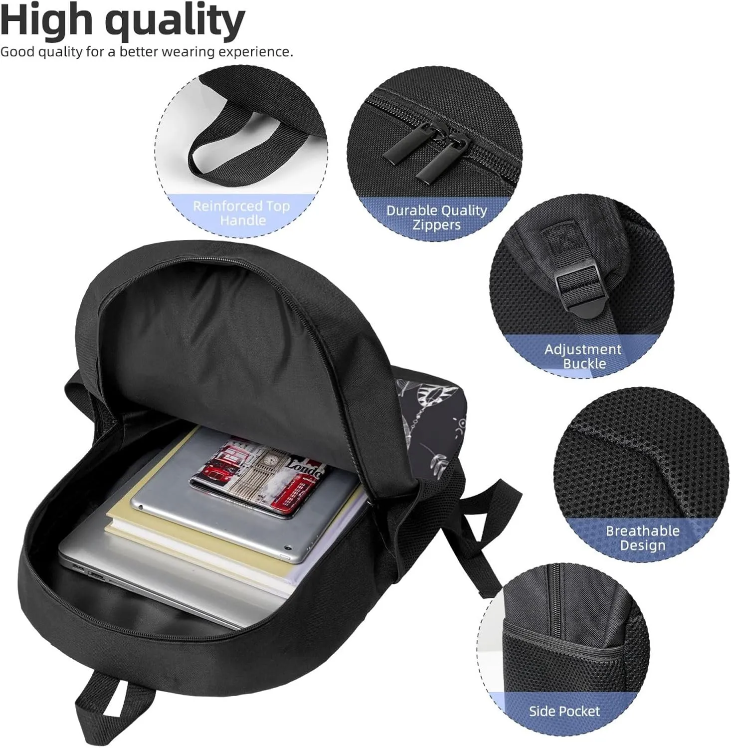 Magic Witch Black Cats Backpack, 17 Inch Travel Business Laptop Backpack For Women Men