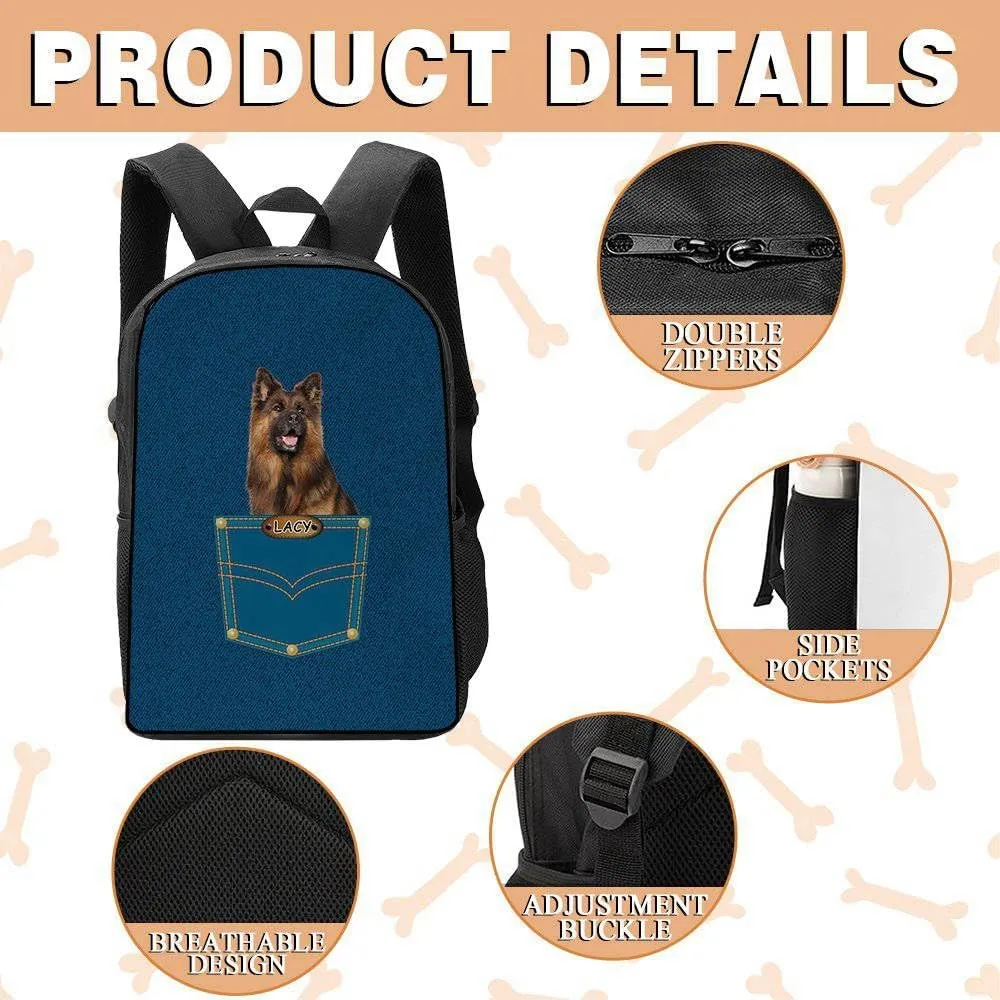 Maine Cooncat Backpack Bookbag Custom Blue Jeans Print Daypack Laptop Bag for Work Travel Hiking 17 Inch Lightweight Style 2