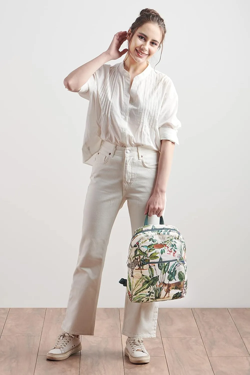 Maison d' Hermine Backpack Cotton Shoulder Backpack with Small Pouch Lightweight Bag for Travel Work Beach Perfect for Women & Men (Wild)