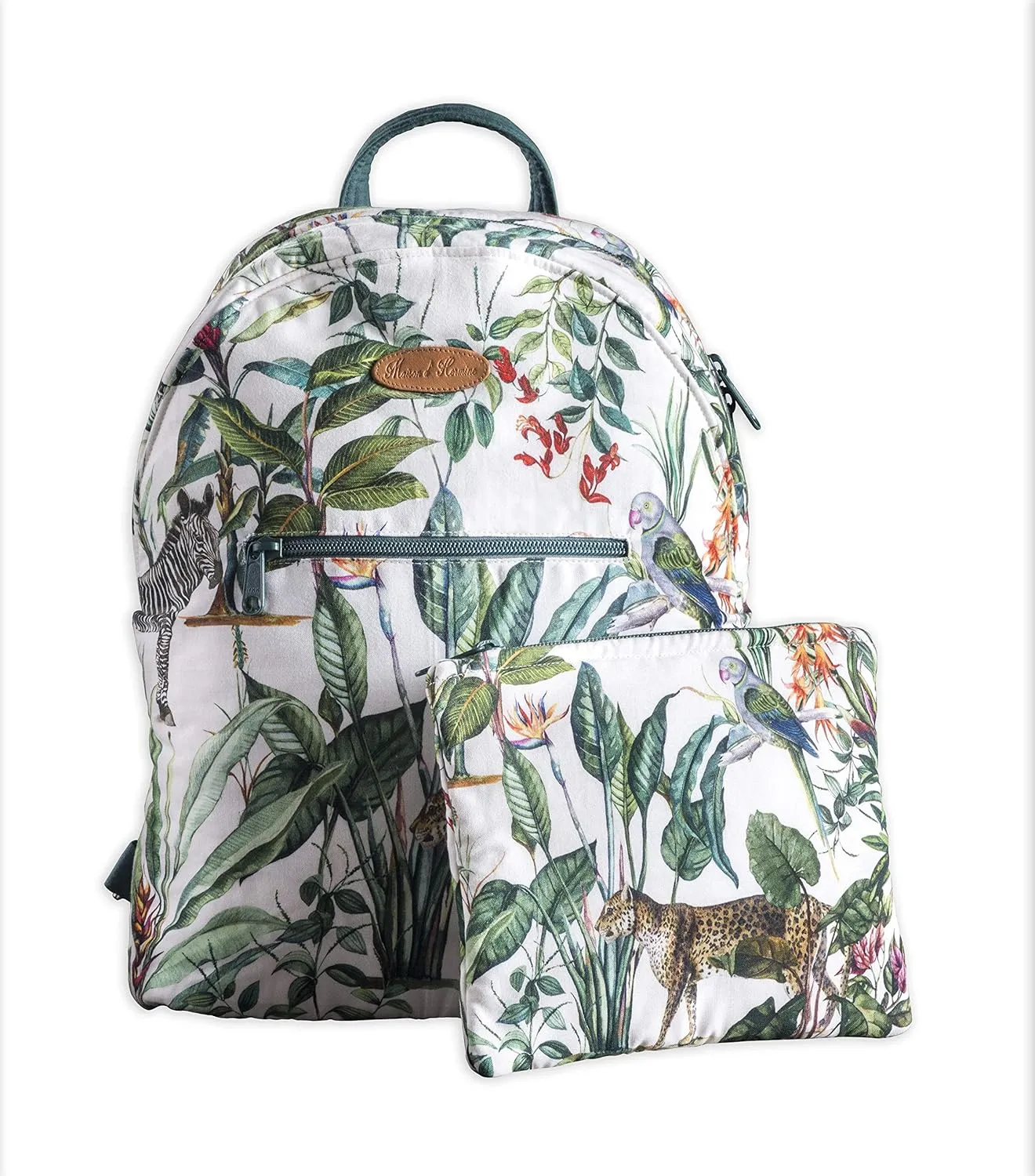 Maison d' Hermine Backpack Cotton Shoulder Backpack with Small Pouch Lightweight Bag for Travel Work Beach Perfect for Women & Men (Wild)