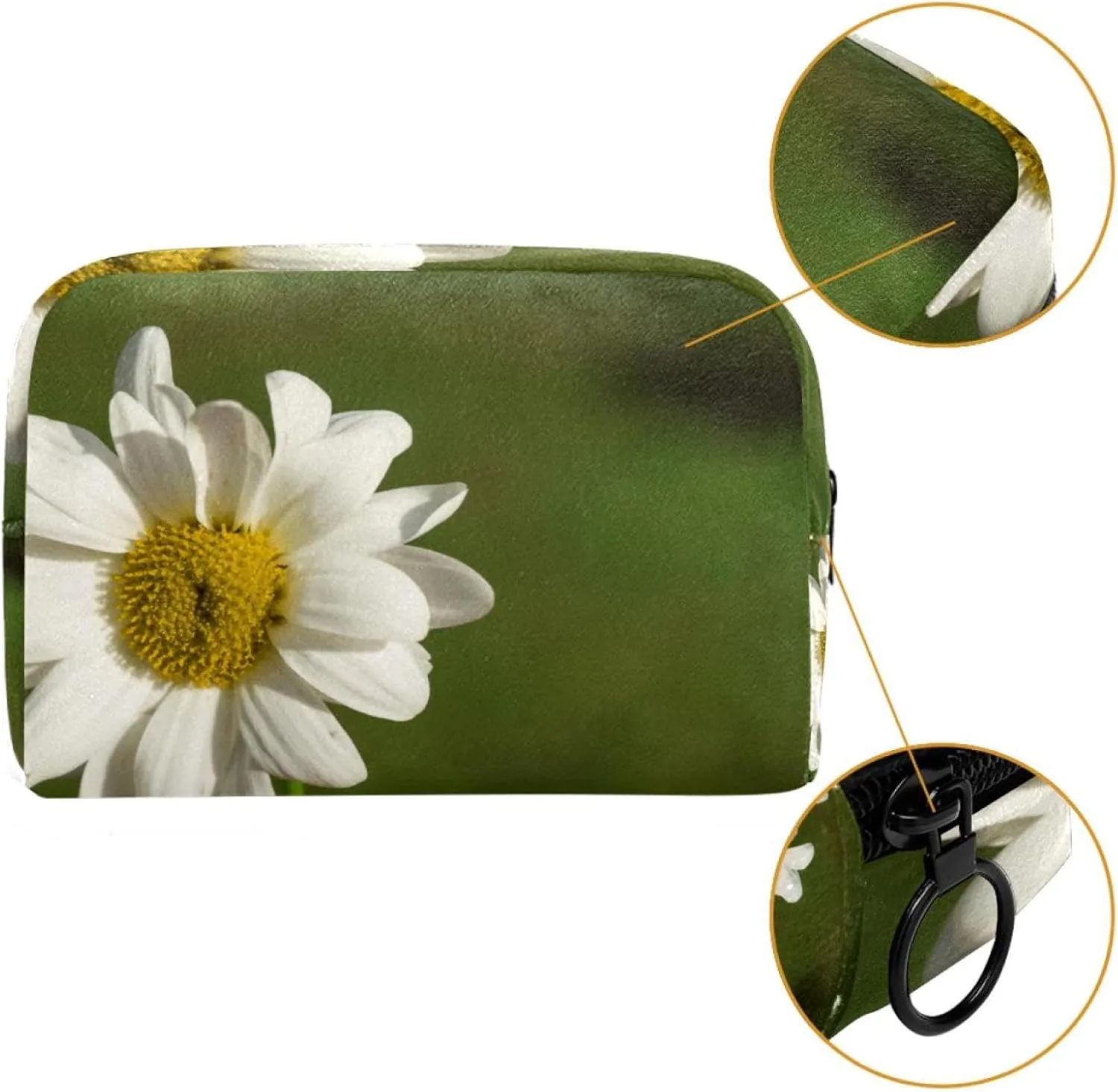 Makeup Organizer Bag, Beautiful Daisy with Blurred Background Pencil Case Cosmetic Storage Bag Portable Toiletry Pouch for Women, Men, Traveling, School