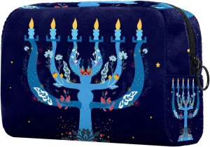 Makeup Organizer Bag, Dark Blue Pencil Case Cosmetic Storage Bag Portable Toiletry Pouch for Women, Men, Traveling, School