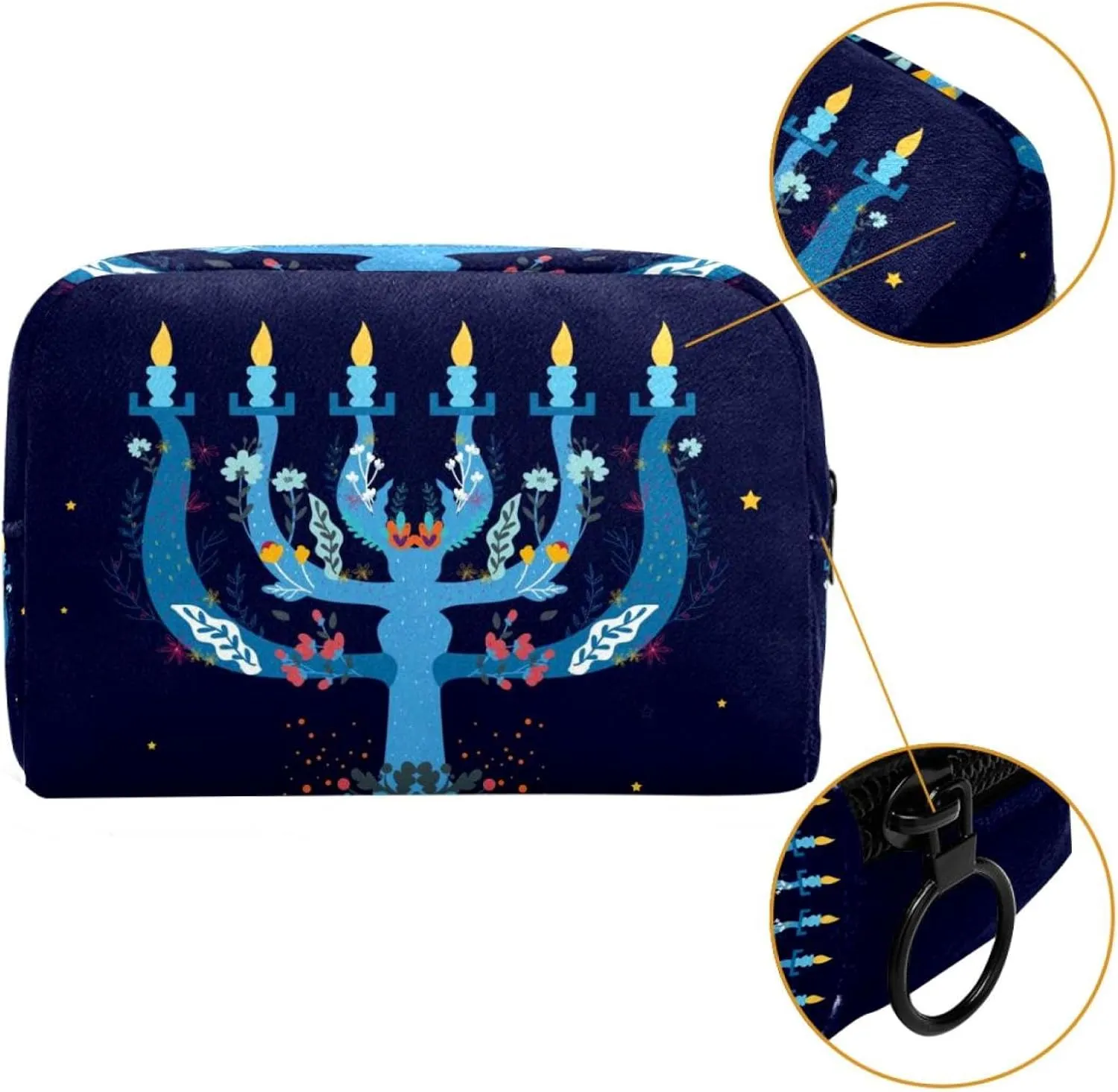 Makeup Organizer Bag, Dark Blue Pencil Case Cosmetic Storage Bag Portable Toiletry Pouch for Women, Men, Traveling, School
