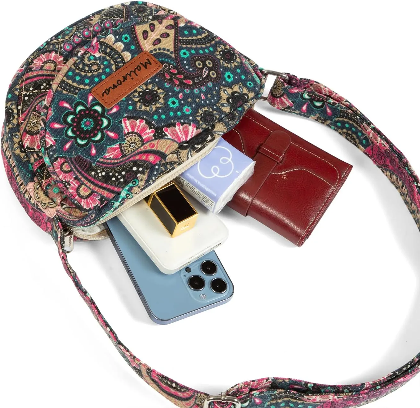 Malirona Women 's Durable Small Floral Crossbody Bag Canvas Messenger Handbag Multi Pocket Travel Satchel Purse