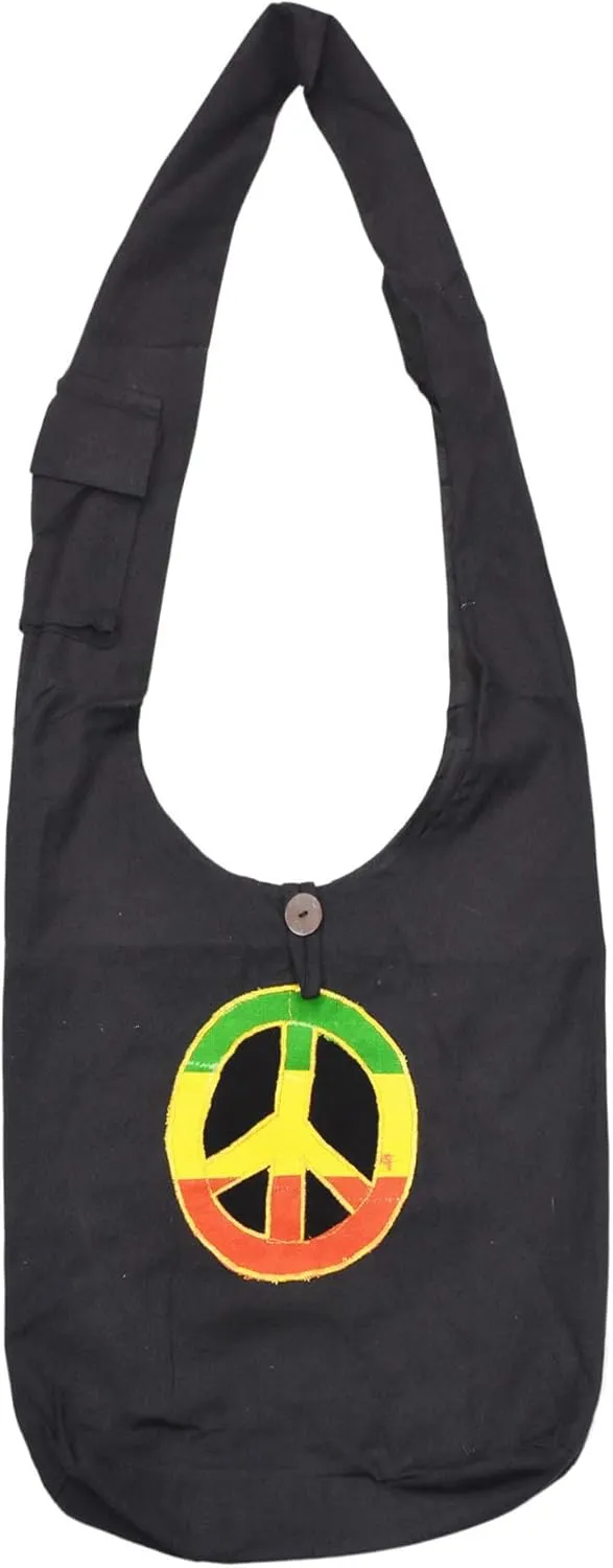 Mandala Crafts Rasta Stripe Hippie Bag Large Hobo Bags for Women - Boho Purse Hobo Crossbody Bags for Women