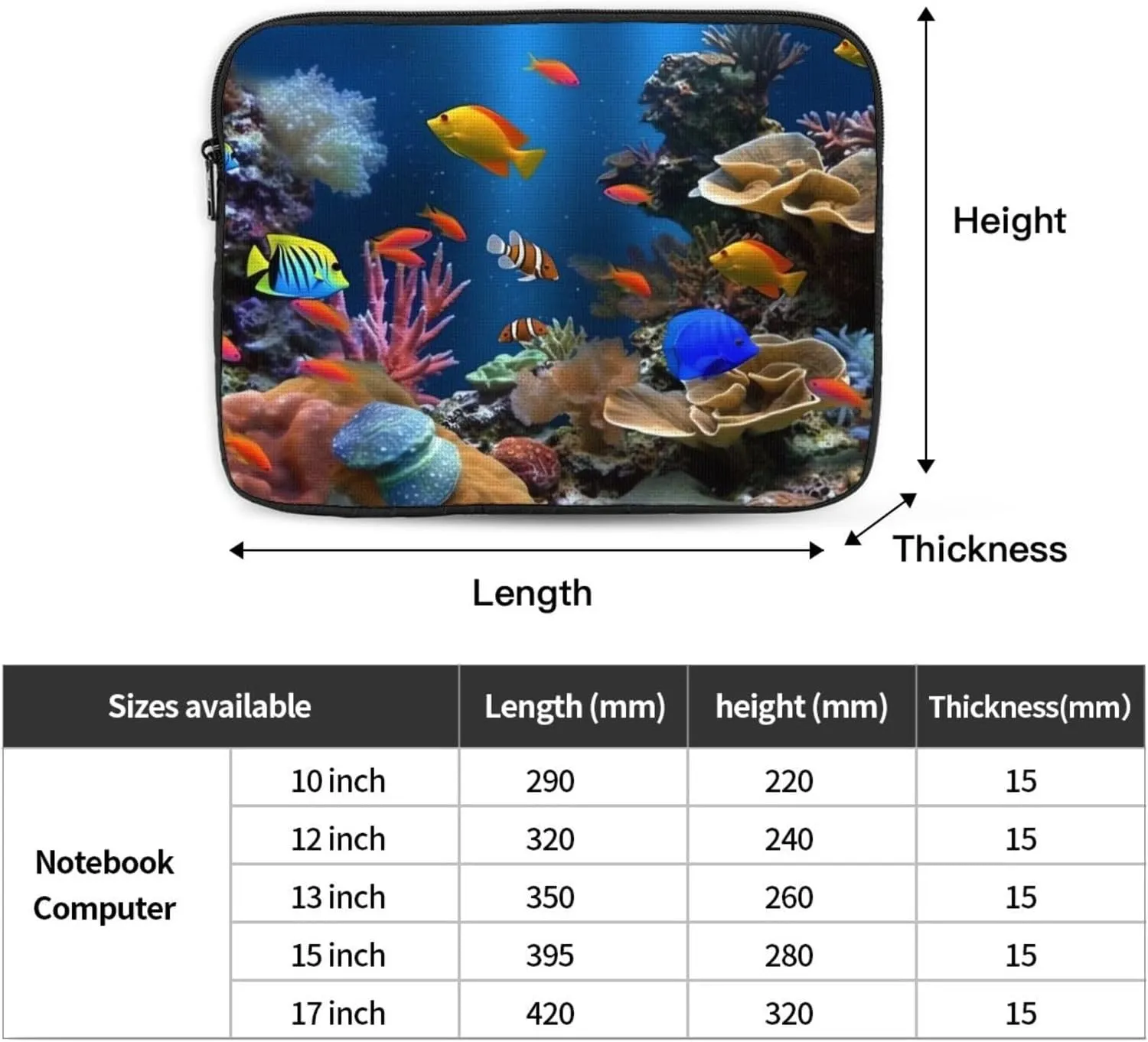 Marine Life Laptop Case 10 inch, Shockproof Protective Computer Sleeve Cover Water Resistant Laptop Bag Carrying Tablet Cover Briefcase Handbags Gifts for Men Women