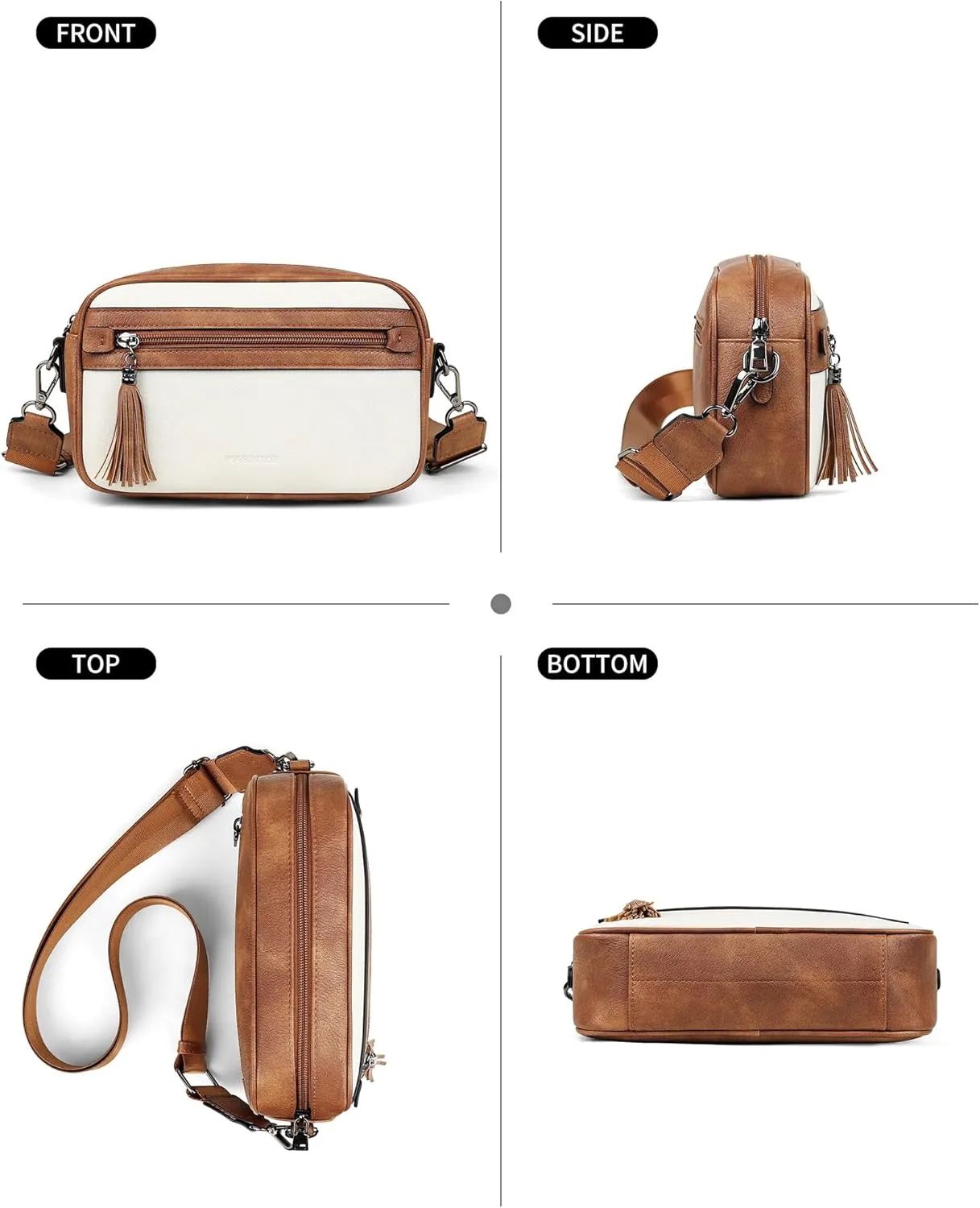 MASINTOR Crossbody Purses for Women Vegan Leather, Travel Purse Shoulder Handbag with Adjustable Strap and Tassel