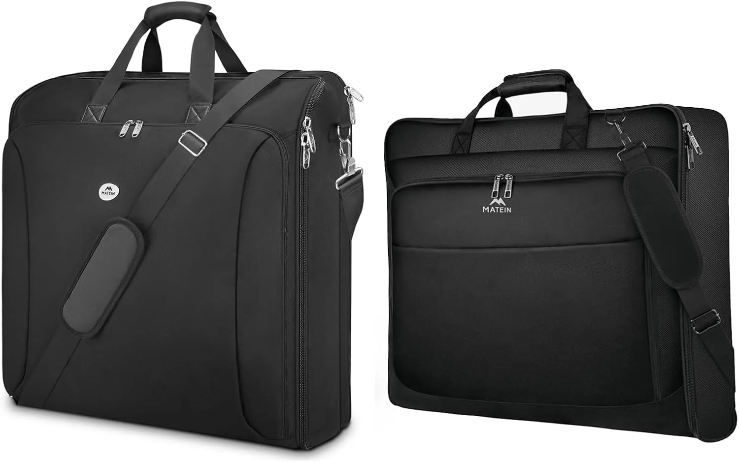 MATEIN Garment Bags for Travel, Large Double Layer Suit Bags with Shoulder Strap for Men Women, Foldable Carry On Garment Bags for Hanging Clothes, Convertible Business Luggage Weekender Bags, Black