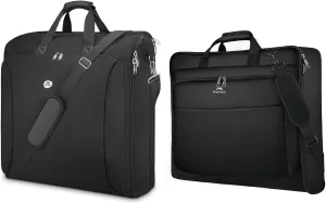 MATEIN Garment Bags for Travel, Large Double Layer Suit Bags with Shoulder Strap for Men Women, Foldable Carry On Garment Bags for Hanging Clothes, Convertible Business Luggage Weekender Bags, Black