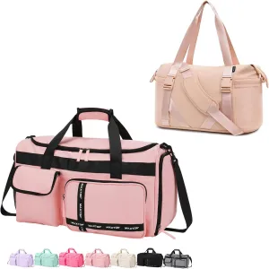 MAXTOP Gym Bag for Women Travel Duffle Carry On Tote Weekender Bag Large Capacity Pink Overnight Bag With Shoe Compartment Gym Tote with Dry and Wet Separation MAXTOP Yoga Gym Bag with Yoga Mat Holder