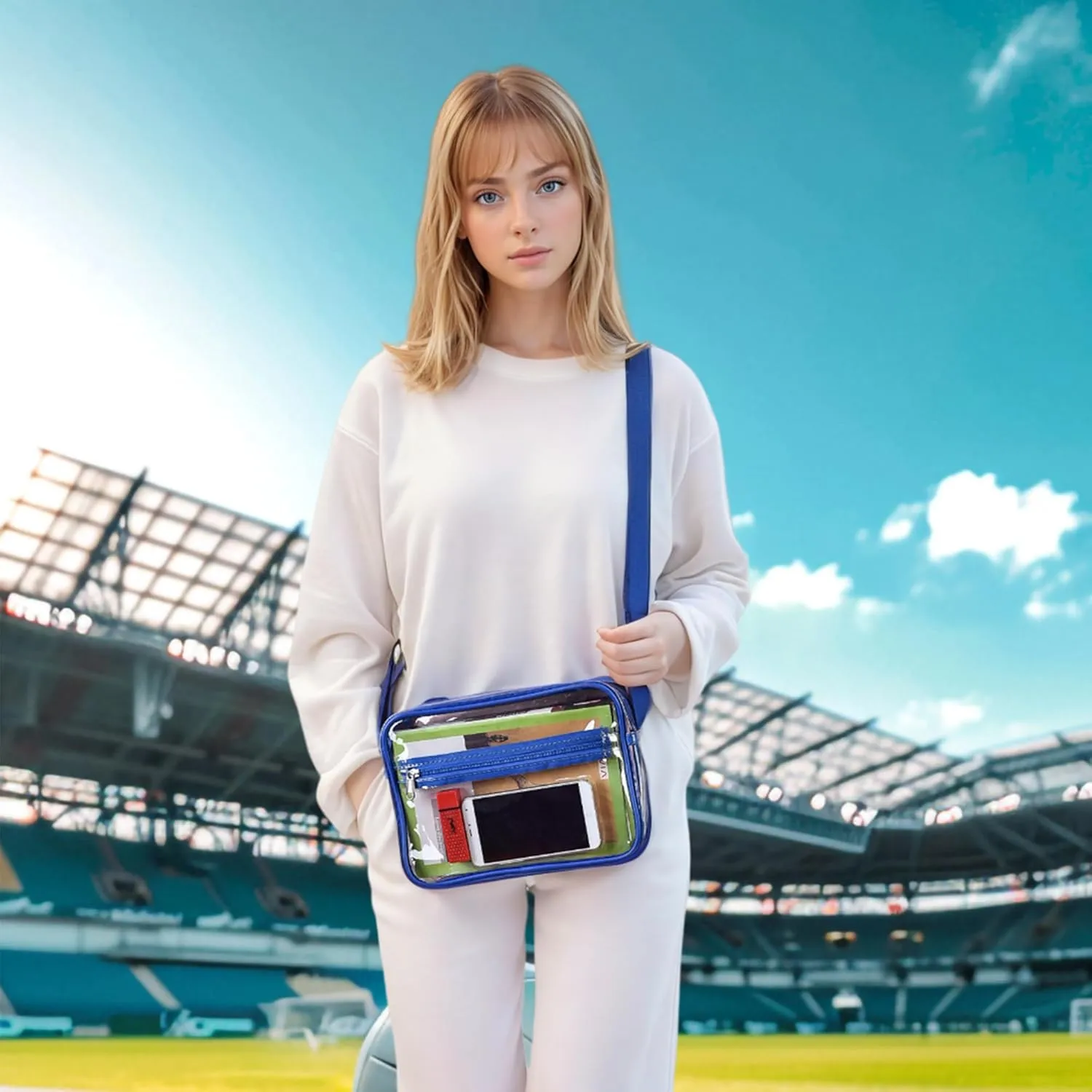 MAY TREE Clear Bag for Stadium Events Clear Messenger Bag Suitable for Concert Outfits and Sports Events