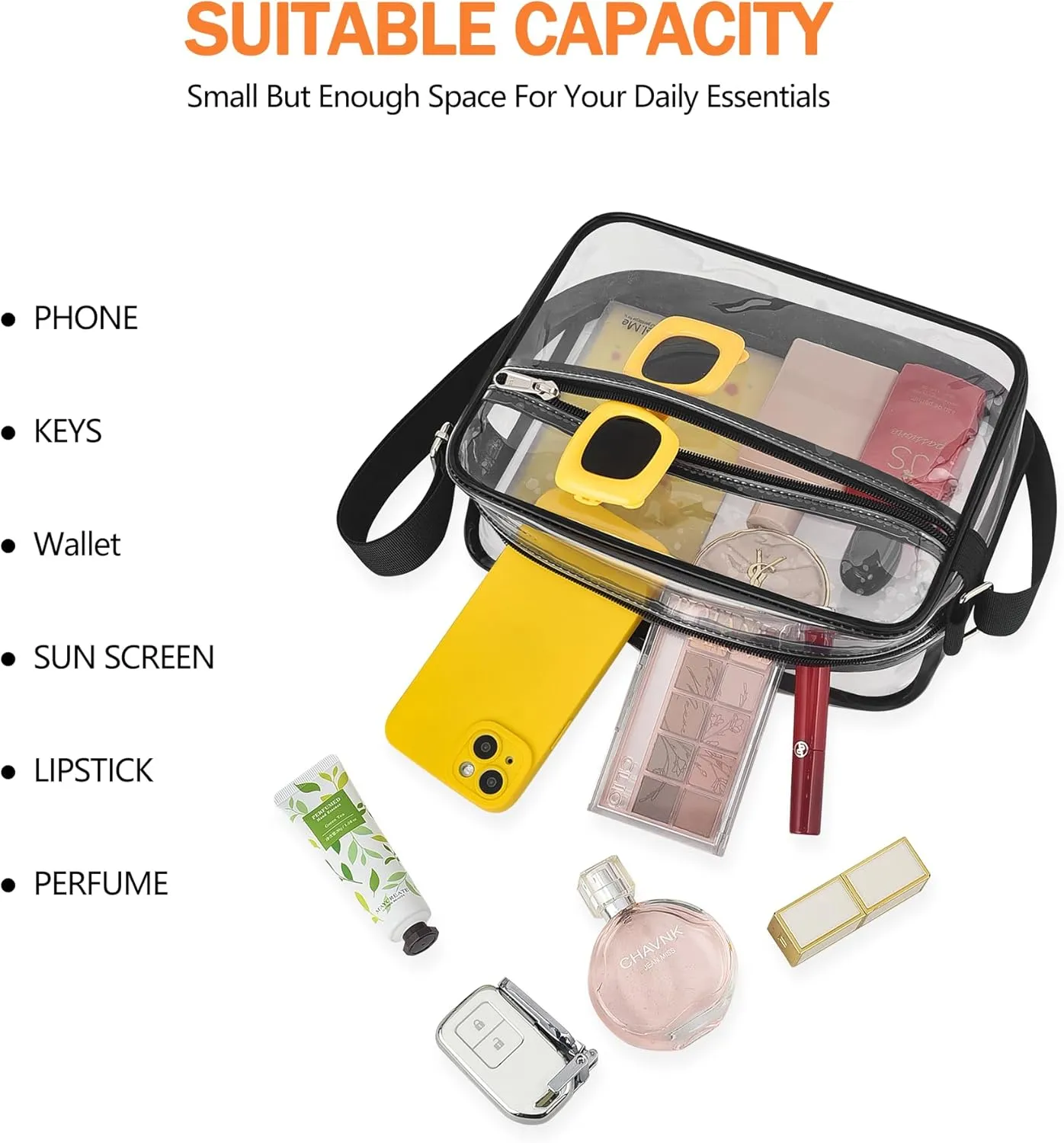 MAY TREE Clear Bag for Stadium Events Clear Messenger Bag Suitable for Concert Outfits and Sports Events