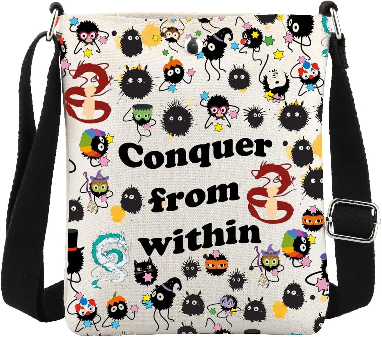 MBMSO Soot Sprite Gift Conquer from Within Soot Spirit Away Crossbody Bag Anime Lover Gift Soot Sprite Adjustable Strap Bag