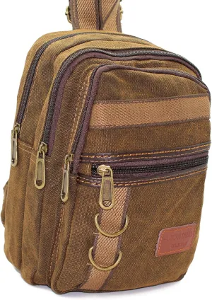 Medium Size Backpack for Women Vintage Style Canvas Convertible to Sling bag Chest Bag Anti Theft Shoulder Bag Casual Daypack Multi Pocket