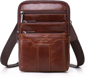 Men's Genuine Leather Cowhide Vintage Messenger Bag Shoulder Bag Crossbody Bag