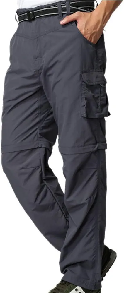 Mens Hiking Pants Convertible Quick Dry Zip Off Fishing Travel Safari Pants