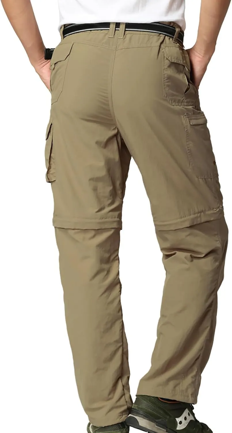Mens Hiking Pants Convertible Quick Dry Zip Off Fishing Travel Safari Pants