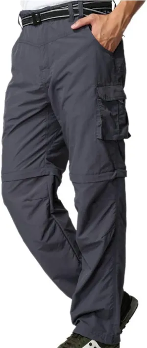 Mens Hiking Pants Convertible Quick Dry Zip Off Fishing Travel Safari Pants