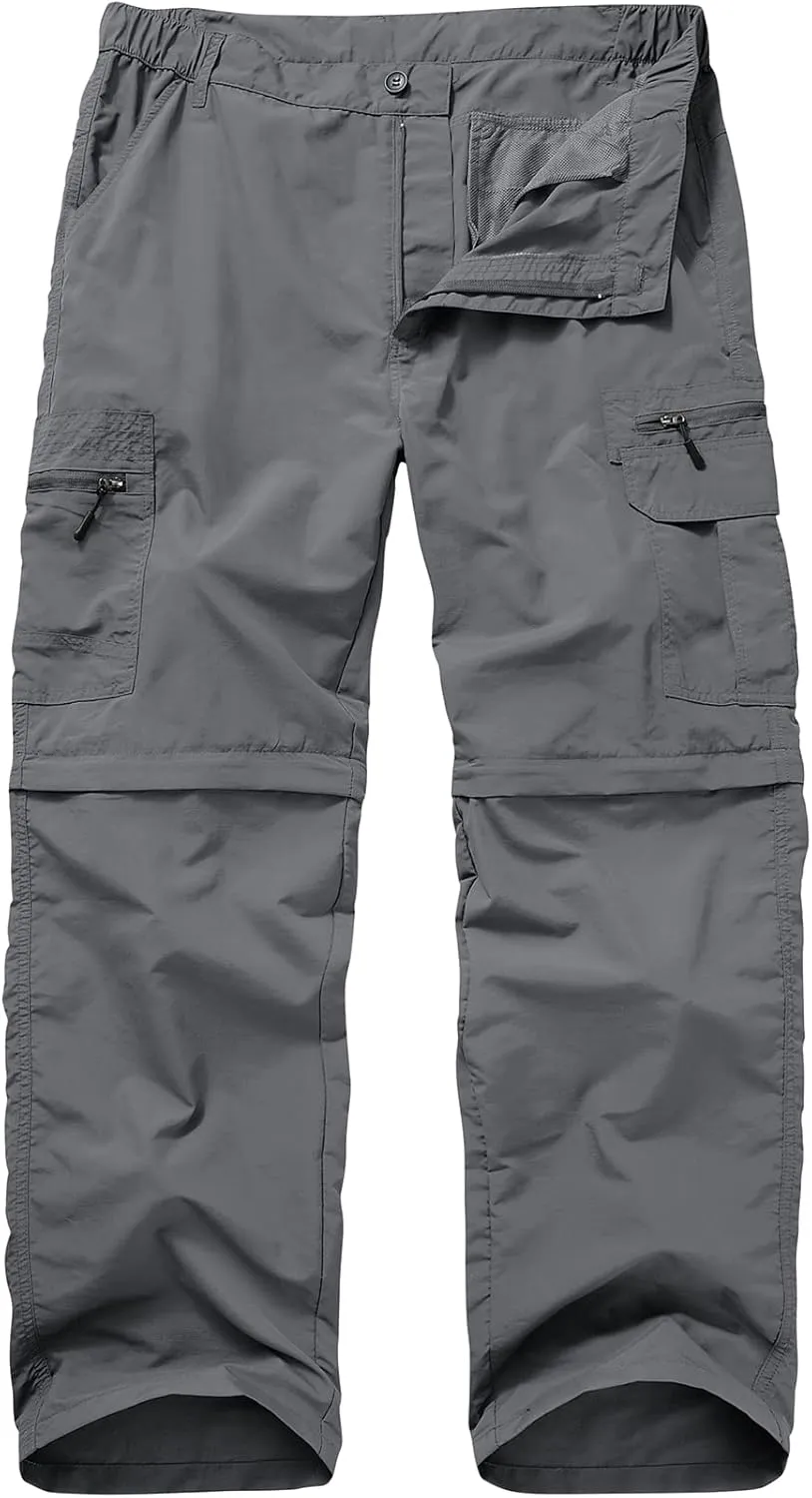 Mens Hiking Pants Convertible Zip Off Lightweight Quick Dry Fishing Safari Camping Travel boy Scout Pants