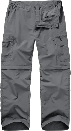 Mens Hiking Pants Convertible Zip Off Lightweight Quick Dry Fishing Safari Camping Travel boy Scout Pants