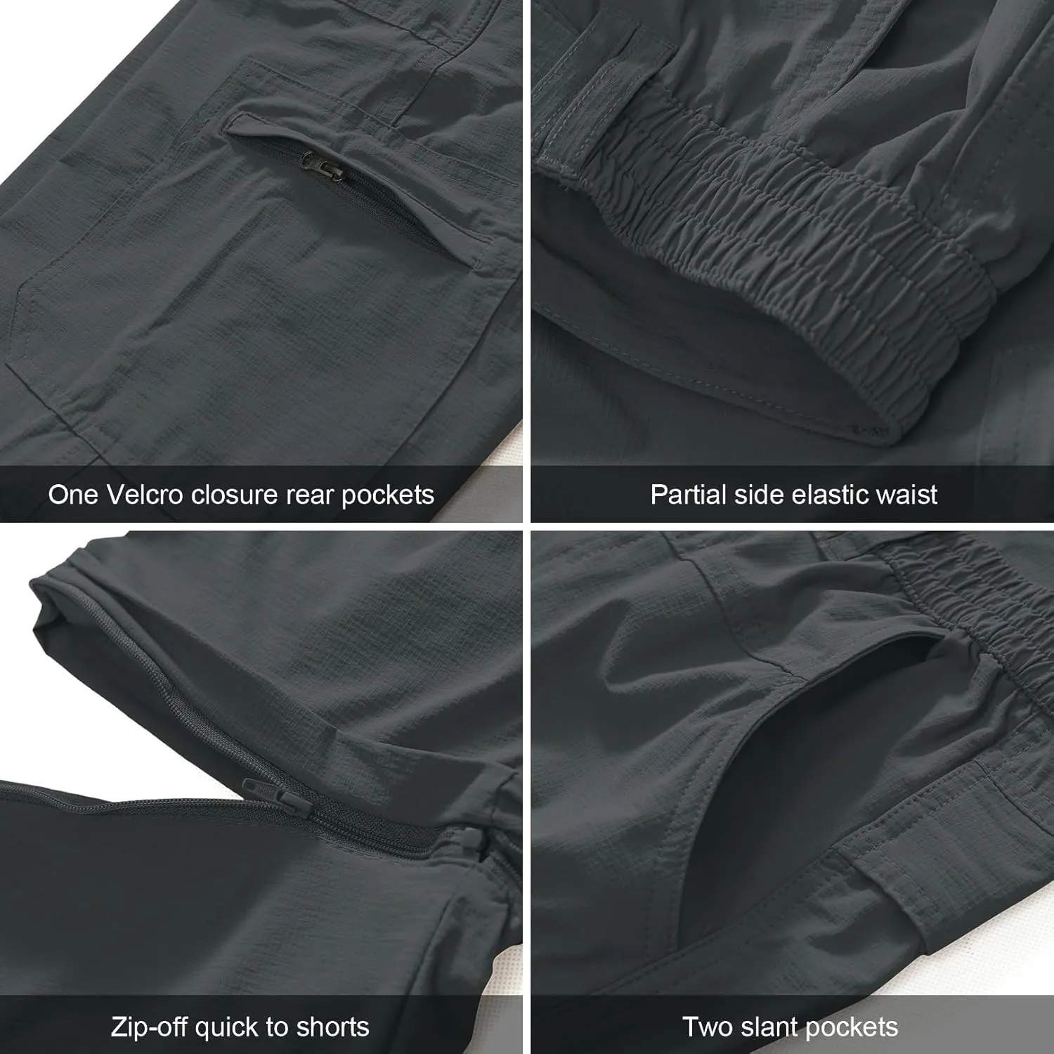 Men's Outdoor Quick Dry Convertible Lightweight Hiking Fishing Zip Off Safari Trousers