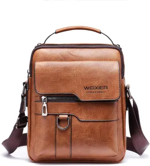 Men's Retro Leather Shoulder Bag - Stylish and Practical Messenger Bag with Multiple Compartments