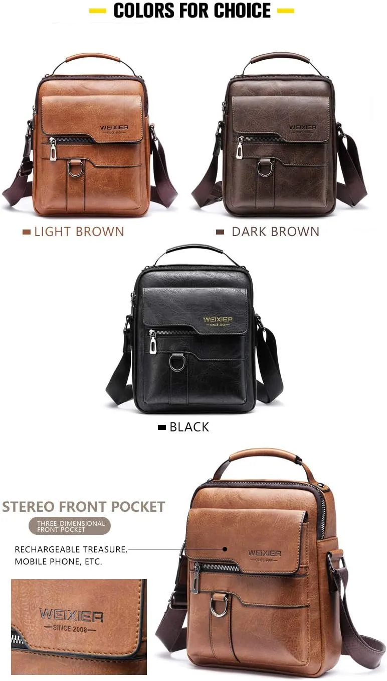 Men's Retro Leather Shoulder Bag - Stylish and Practical Messenger Bag with Multiple Compartments