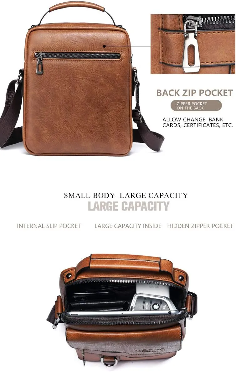 Men's Retro Leather Shoulder Bag - Stylish and Practical Messenger Bag with Multiple Compartments