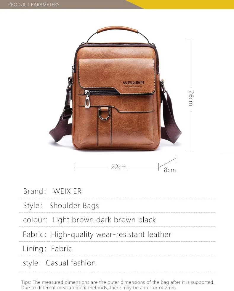 Men's Retro Leather Shoulder Bag - Stylish and Practical Messenger Bag with Multiple Compartments