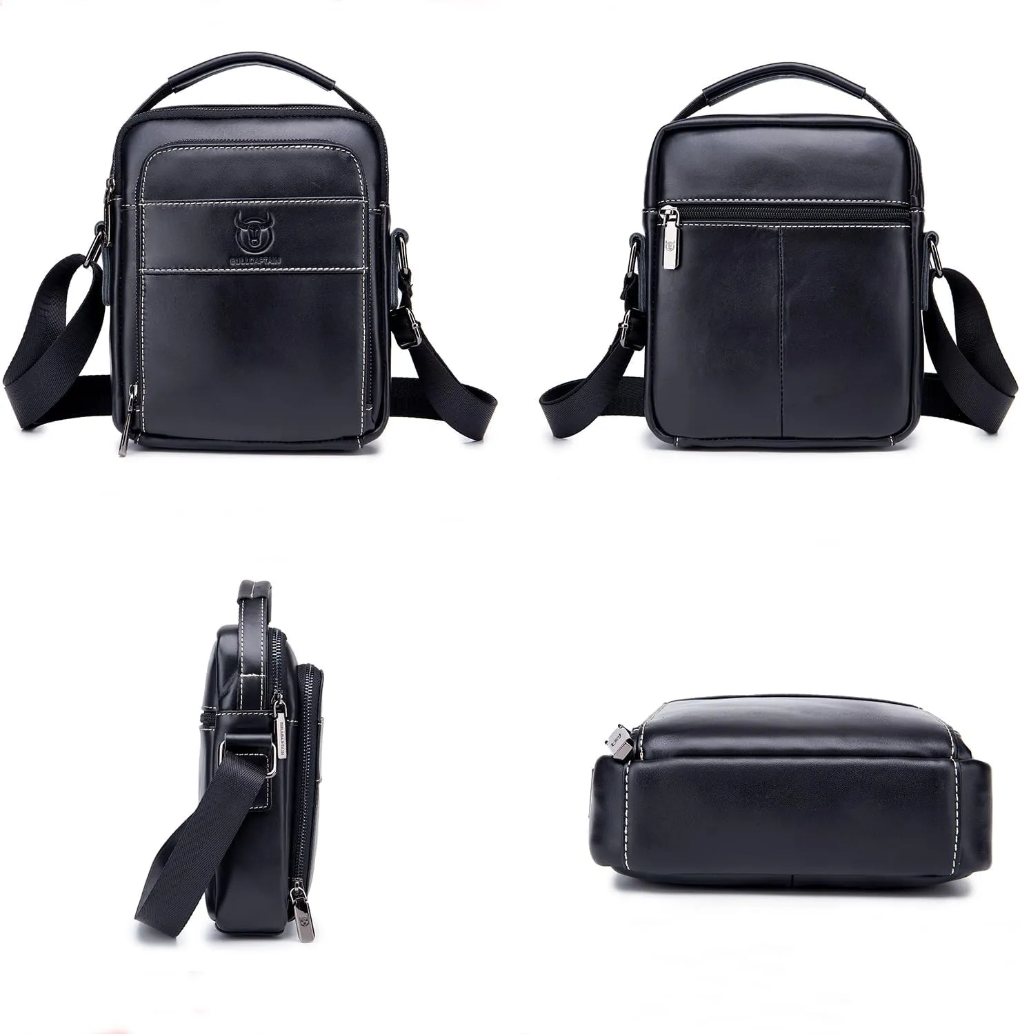 Mens Shoulder Bags Crossbody,Leather Sling Bag for Men Adjustable Small Messenger Bag Travel Business Handbag