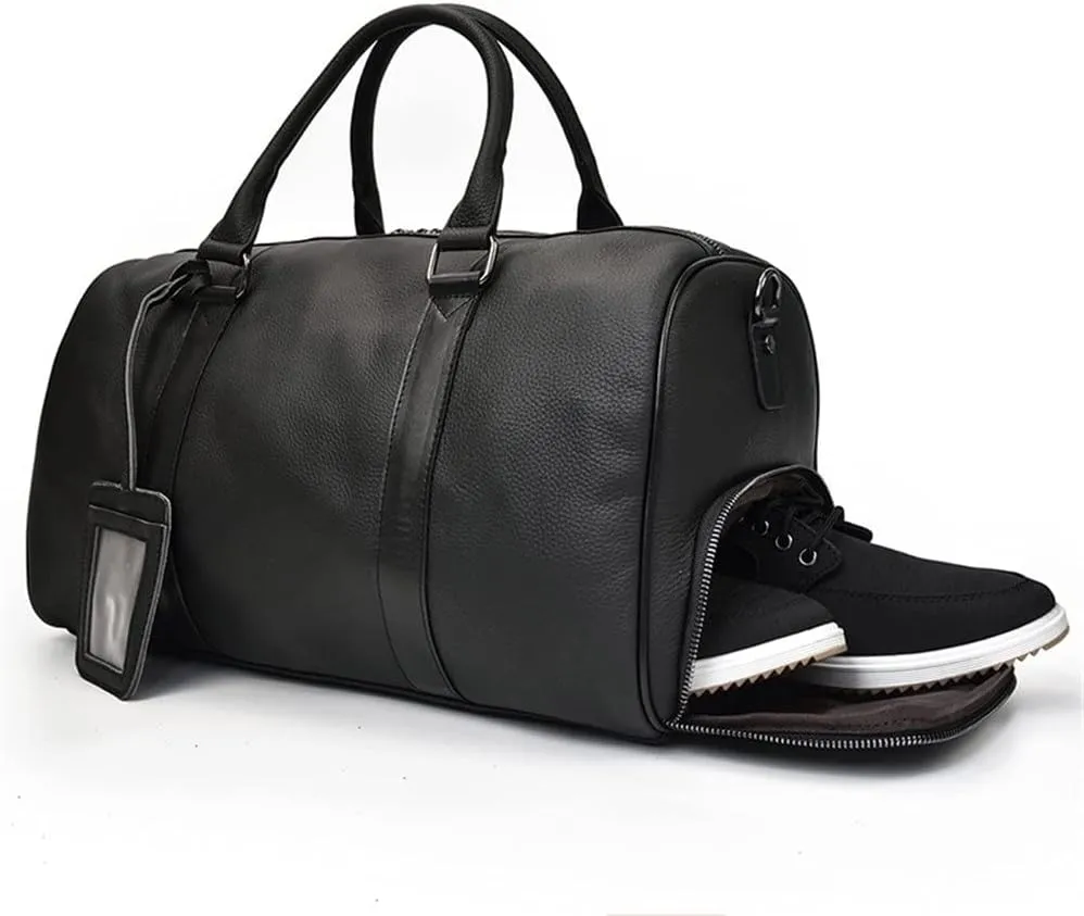 Men's Travel Bag Retro Handbag Large-Capacity -Shoulder Messenger Men's Bag with Shoe Luggage Bag(E)