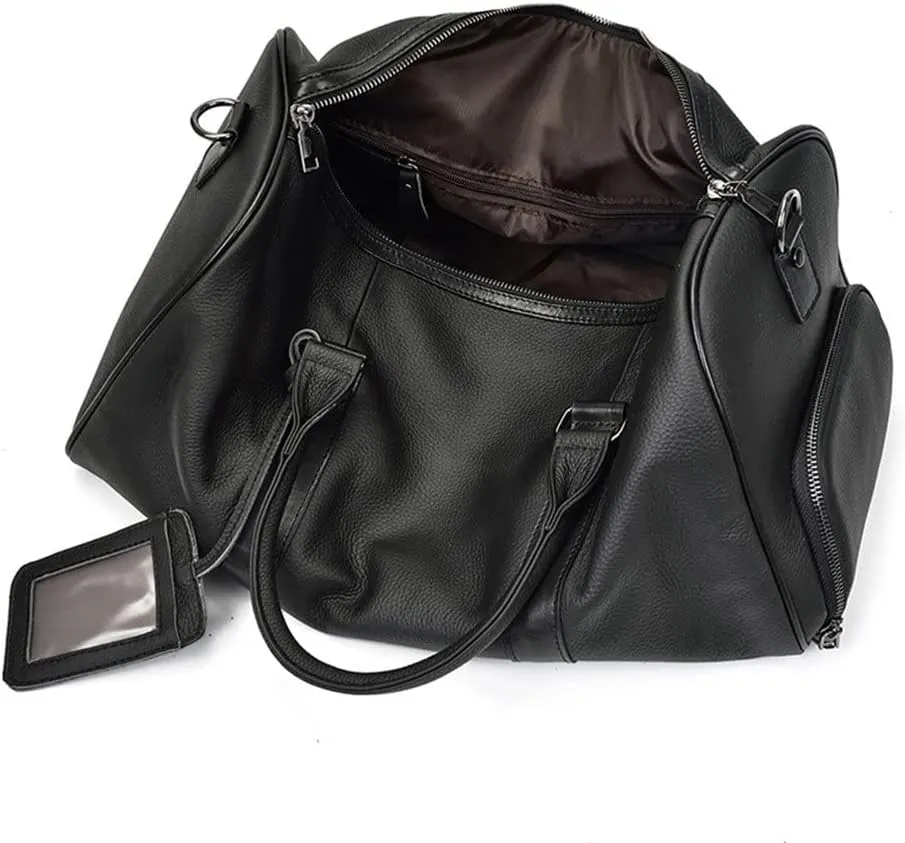 Men's Travel Bag Retro Handbag Large-Capacity -Shoulder Messenger Men's Bag with Shoe Luggage Bag(E)