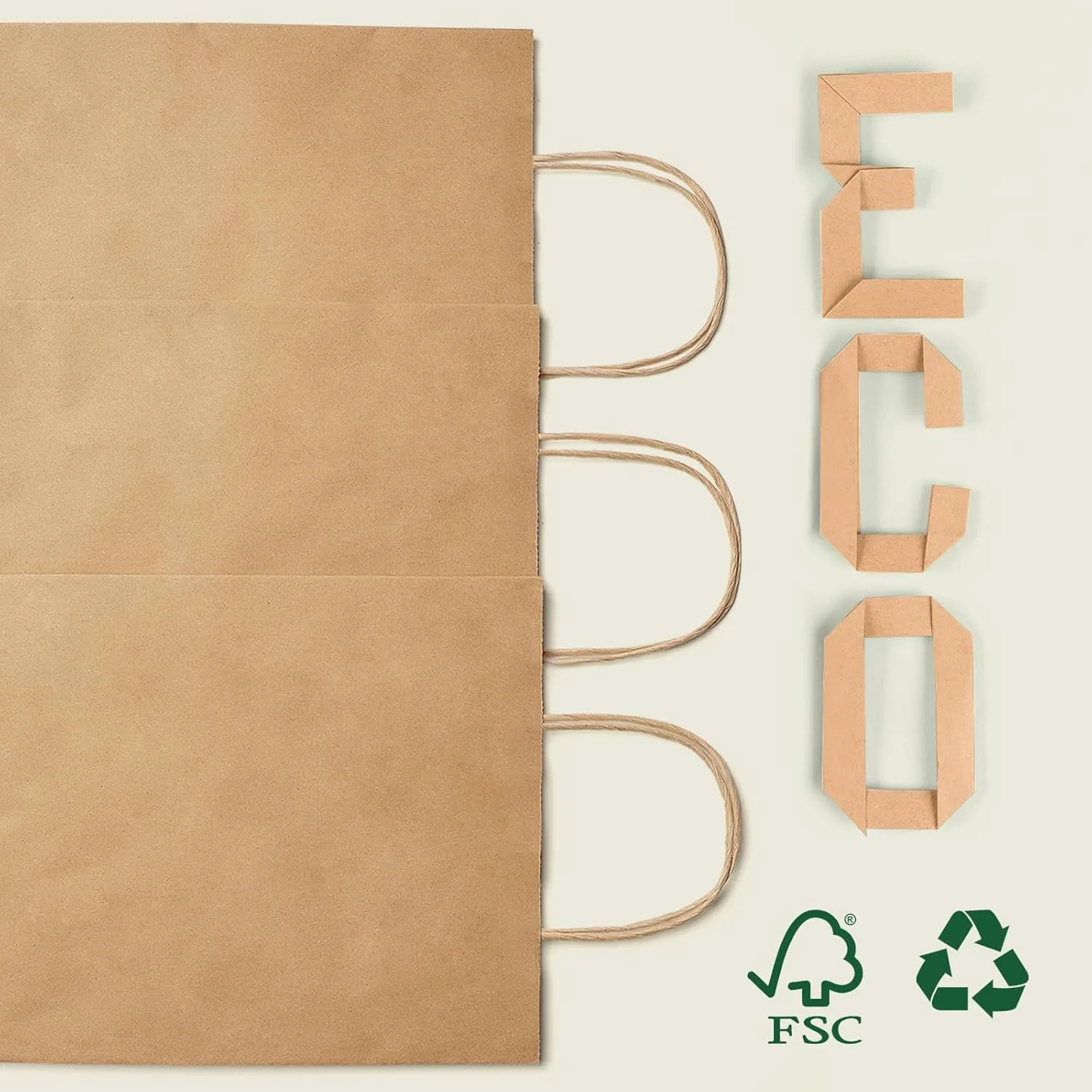 MESHA Gift Bags 10X5X13'' 100Pcs, Large Brown Paper Bags with Handles Bulk,Reusable Kraft Shopping Bag for Small Business,Merchandise,Retail,Birthday,Kids Party,Favors