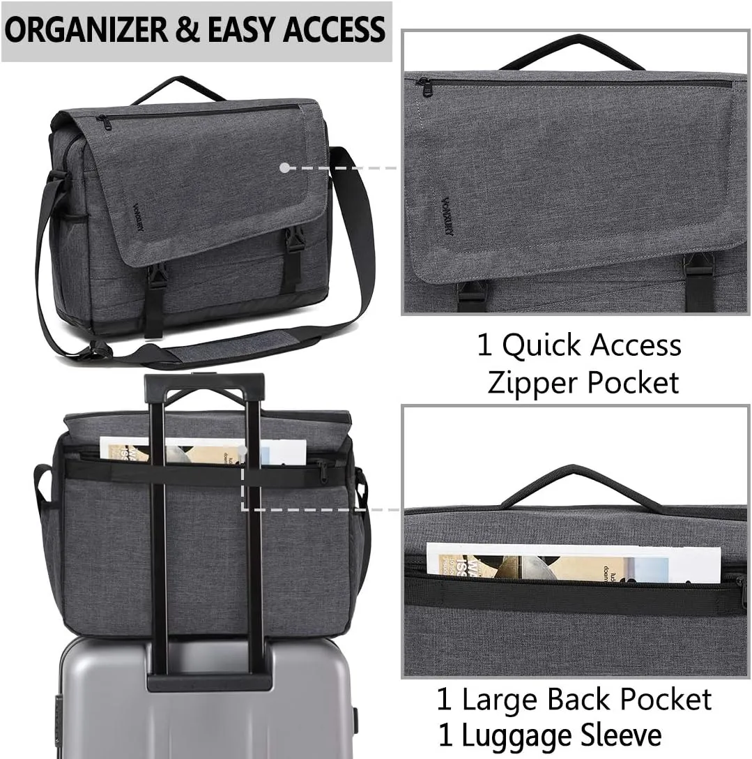 Messenger Bag for Men, Lightweight Water Resistant 15.6 In Laptop Bag Business Office Satchel Shoulder Bag